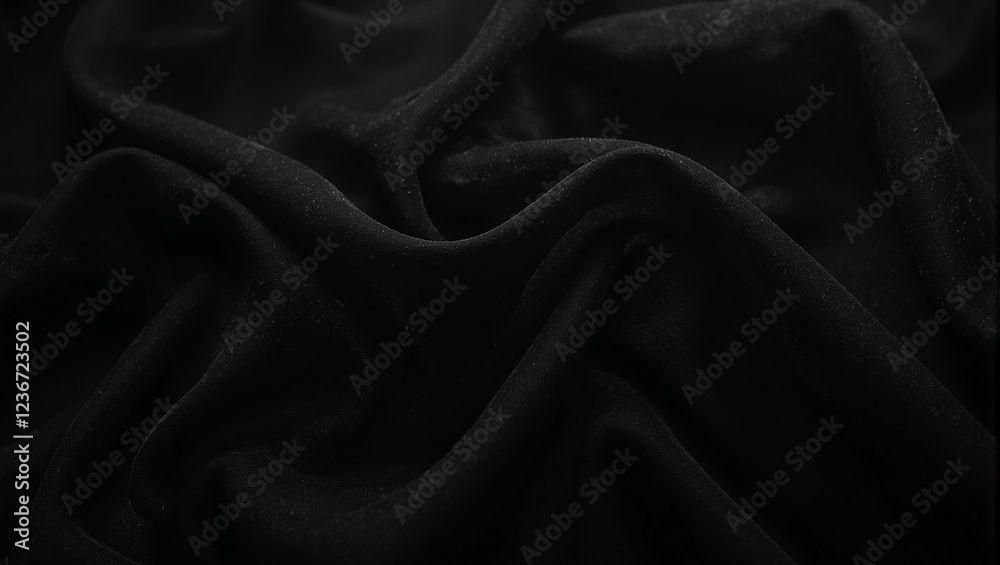 Fototapeta premium Elegant black chiffon fabric cascading creating mysterious shadows