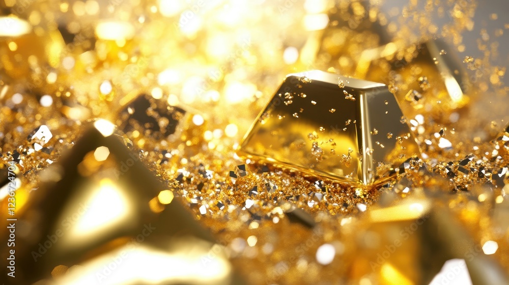 Golden Bars Shining in Sparkling Gold Dust Golden Bars Shining in Sparkling Gold Dust