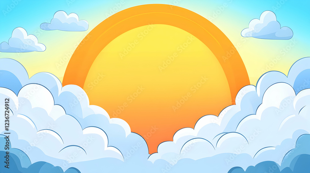 Sunrise over fluffy clouds, peaceful sky, idyllic scene, perfect for websites or presentations Sunrise over fluffy clouds, peaceful sky, idyllic scene, perfect for websites or presentations