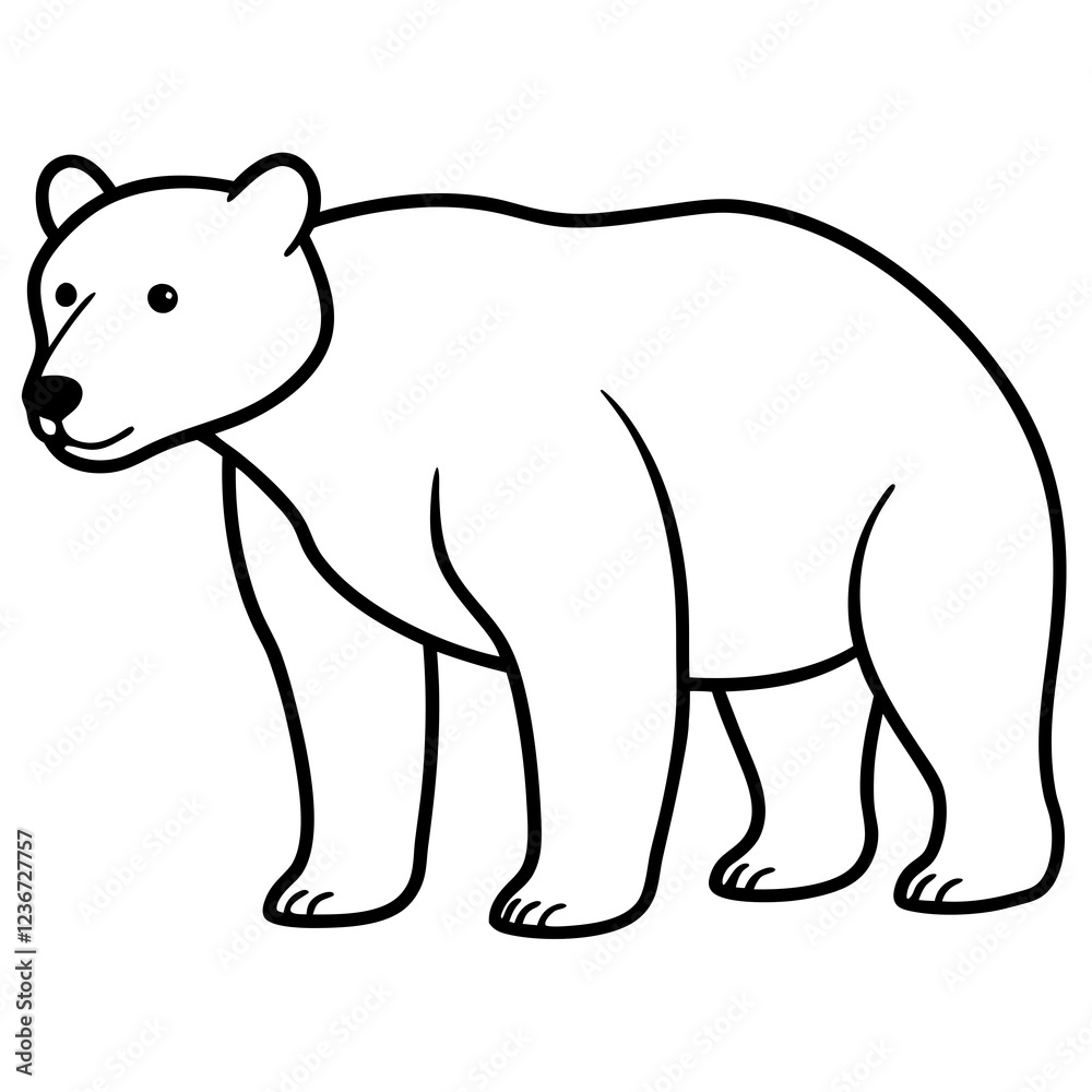Elegant Polar Bear in Single Line Art Elegant Polar Bear in Single Line Art