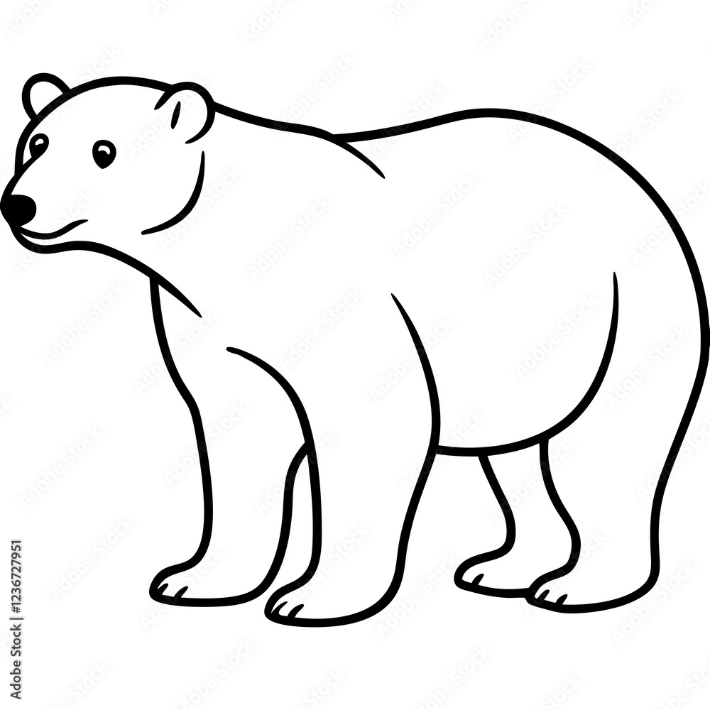 Elegant Polar Bear in Single Line Art Elegant Polar Bear in Single Line Art