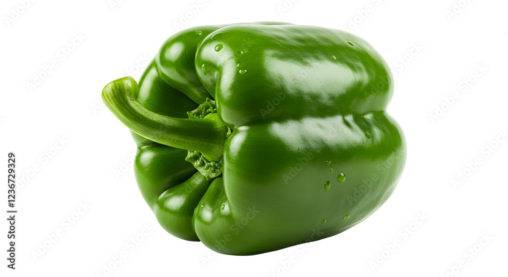 Fresh Green Bell Pepper with Glossy Surface Fresh Green Bell Pepper with Glossy Surface