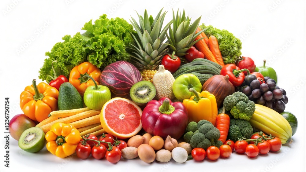 fruits and vegetables on white background fruits and vegetables on white background