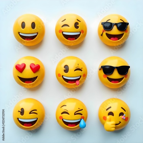set of smileys with faces