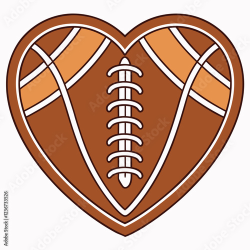 American football ball in a heart shape. Concept for passion or love of sports