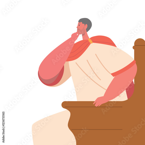 Quadro su tela Pontius Pilate, Roman Governor Sitting on Throne Making Decisionduring Trial on