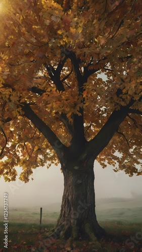 Tranquil Sunset View with Tree, Clouds, and Suburban Landscape

