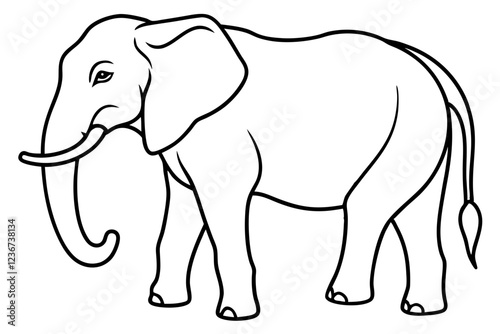 Elephant Outline Vector Art Design