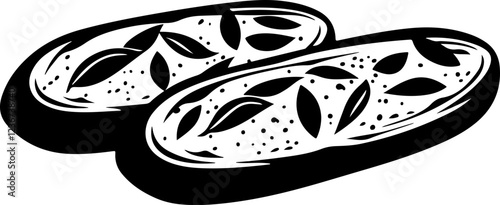 Bruschetta with Basil Leaves