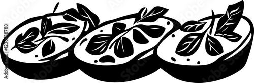 Bruschetta with Basil Leaves