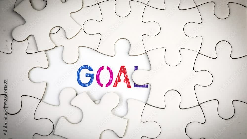 Goals. Revealing the word by removing the puzzle pieces. Stop motion, 4K Goals. Revealing the word by removing the puzzle pieces. Stop motion, 4K