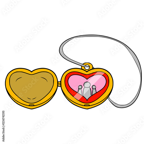 locket photo shape love illustration hand drawn isolated vector