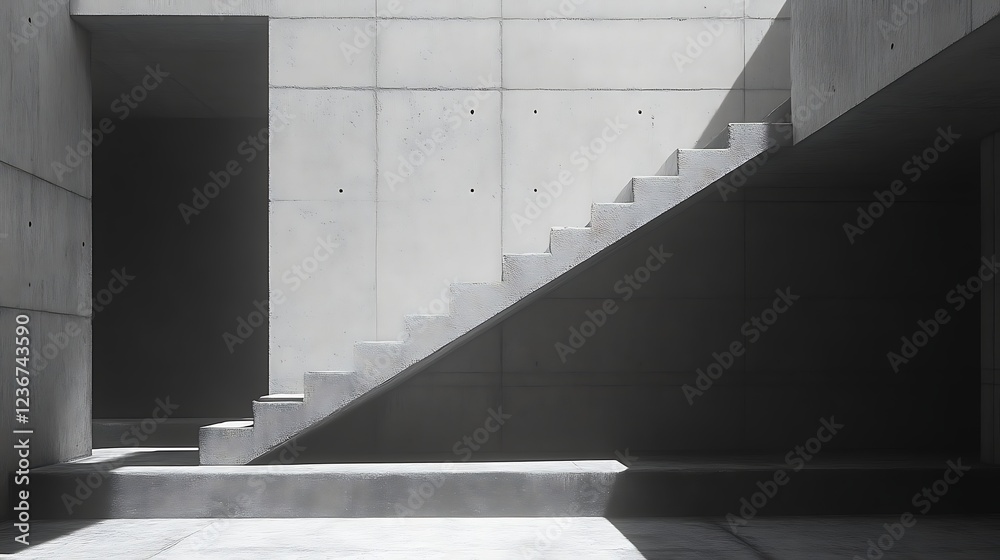 Obraz premium Concrete Staircase Modern Architectural Design