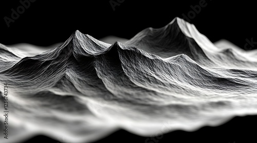 Abstract grayscale image of mountainous terrain