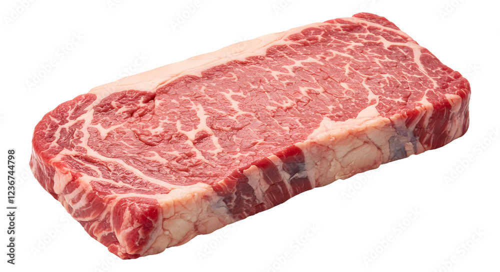 Whole Raw Steak with Marbled Texture