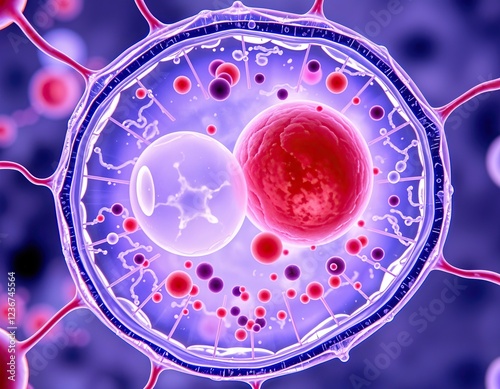 Microscopic view of cell undergoing division internal structures and organelles photo