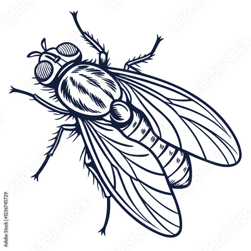 fly in engraved style  vector image