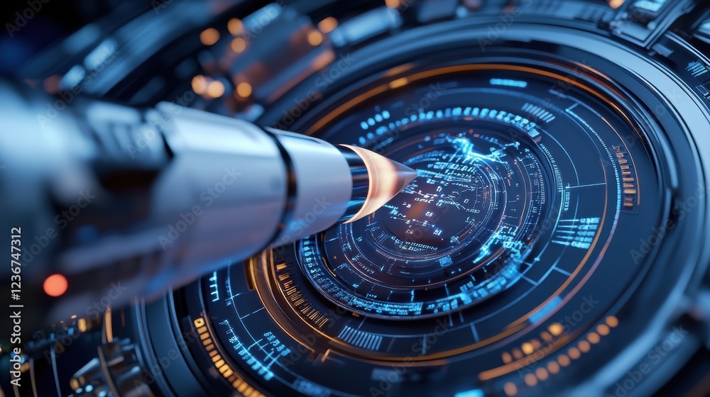 Obraz premium A futuristic speed display showing glowing data of a rocket velocity in real-time