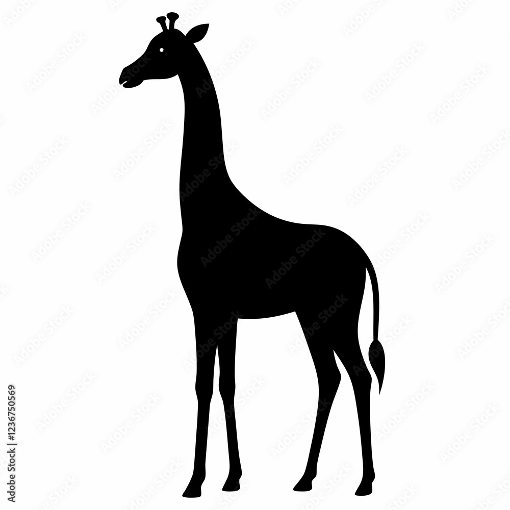Giraffe Silhouette in Artful Vector Style