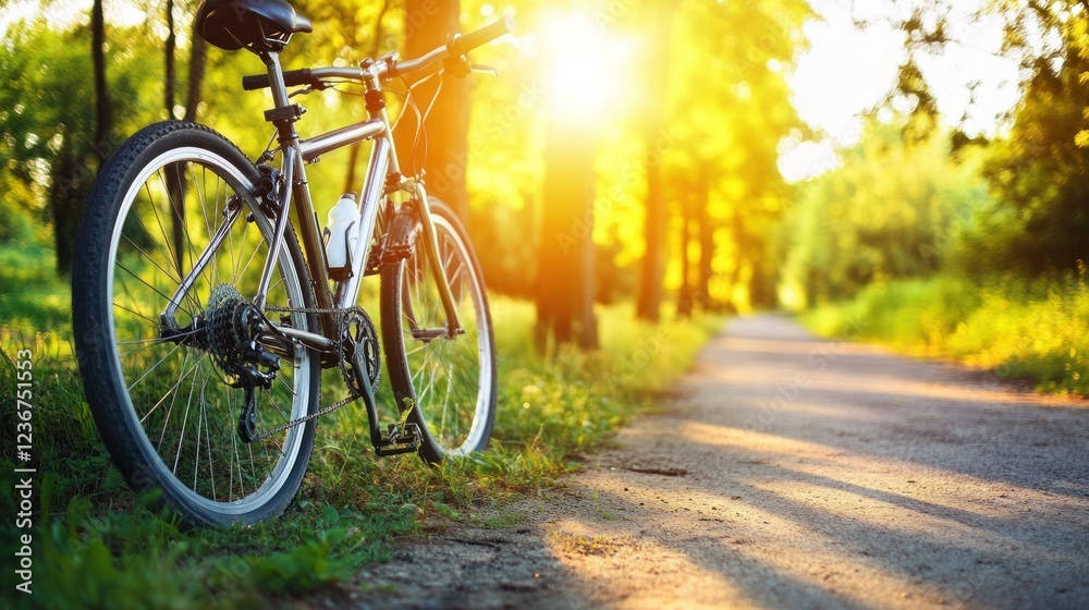Sunset Bike Ride: Serene Evening Cycle on a Country Road Sunset Bike Ride: Serene Evening Cycle on a Country Road