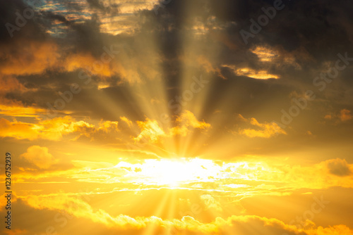 Fototapeta Naklejka Na Ścianę i Meble -  Sunset clouds and sunset dramatic sky, dramatic sky with sun light