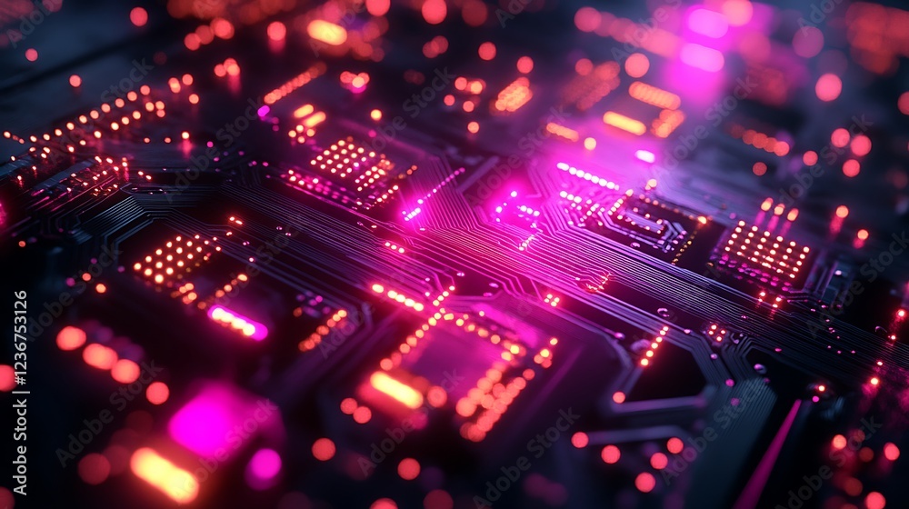 Obraz premium Illuminated Circuit Board Abstract Technology Design