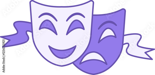 Theater Masks Color Icon. Vector Icon. Eye Cutouts. Smiling and Crying Mask. Brazilian Carnival Concept