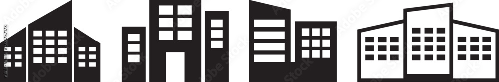 Buildings icon and office icon set Buildings icon and office icon set