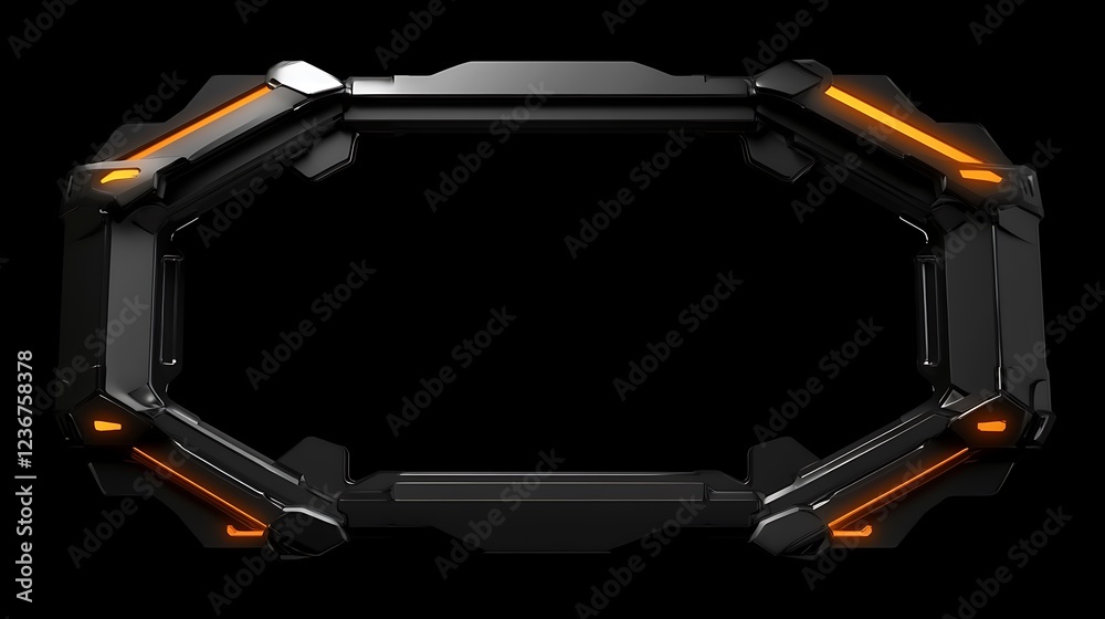 Futuristic Black Frame With Orange Accents Futuristic Black Frame With Orange Accents