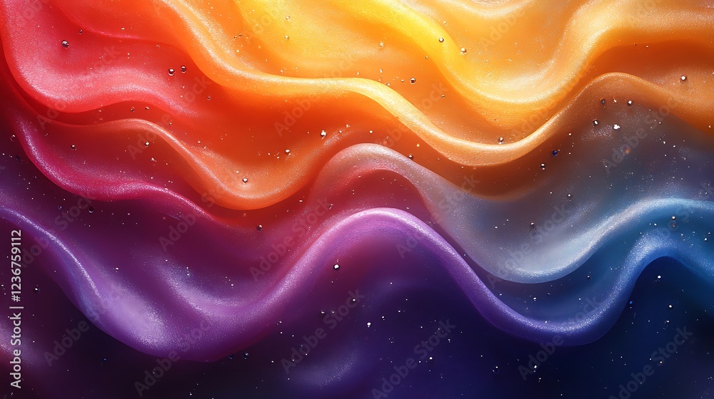 Fototapeta premium Abstract Colorful Waves With Glittering Specks