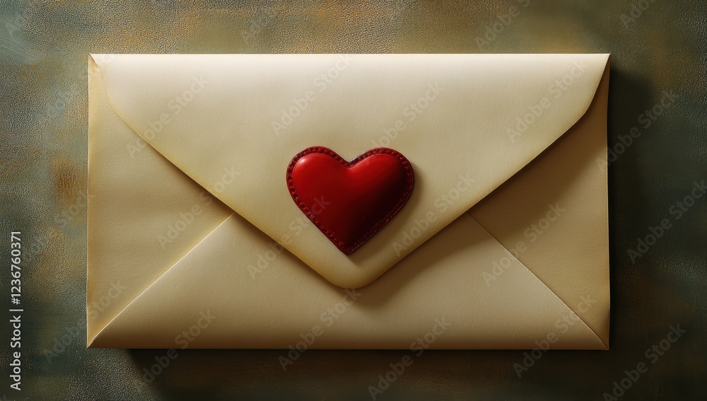 Elegant envelope with a red heart seal resting on a textured background, symbolizing romantic love notes and heartfelt messages Elegant envelope with a red heart seal resting on a textured background, symbolizing romantic love notes and heartfelt messages