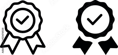 Approved or Certified Medal Vector Icon Set – Recognition, Achievement, and Quality