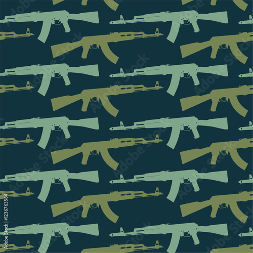 Army Kalashnikov AK rifle camouflage pattern. Weapons of the Soviet army. The legendary AKM assault rifle