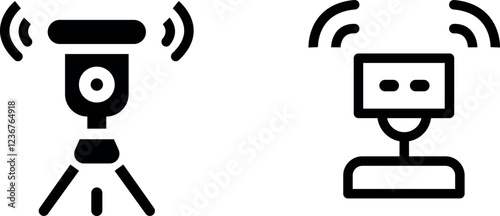Laser Sensor Vector Icon Set – Precision, Technology, and Measurement Tools