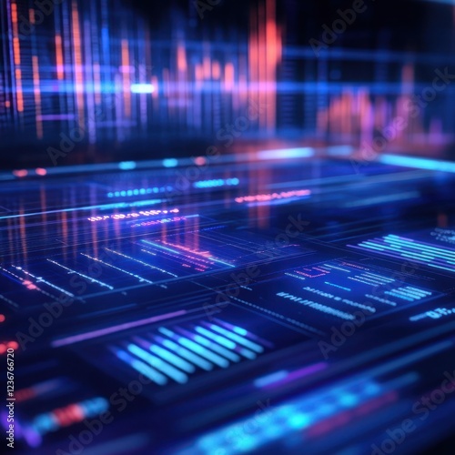 Wallpaper Mural Futuristic Digital Interface: Neon Hues and Data Streams Torontodigital.ca