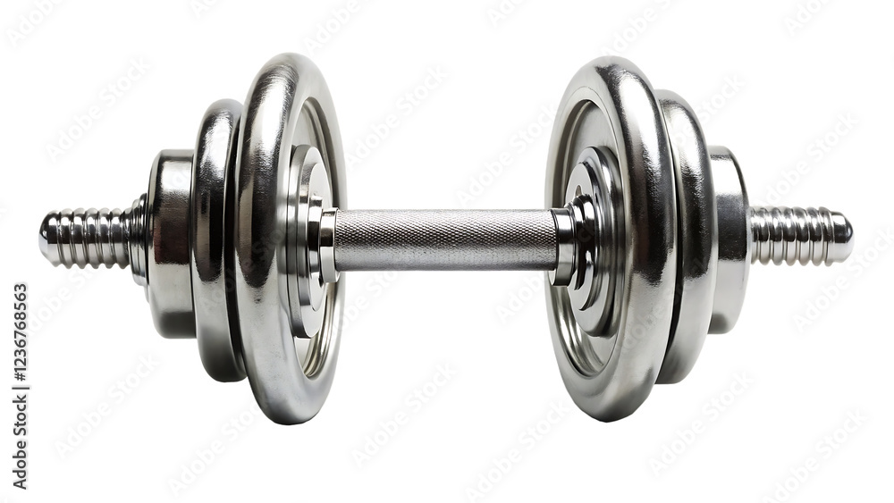 Fototapeta premium Adjustable Metal Dumbbell for Strength Training isolated on white background as transparent. PNG.AI GENERATED