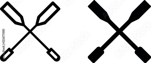 Rowing Oars Vector Icon Set – Essential Watercraft and Boating Tools
