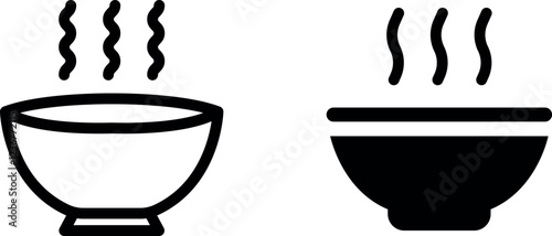 Delicious Soup Bowl Vector Icon Set – Comforting Meal Essentials