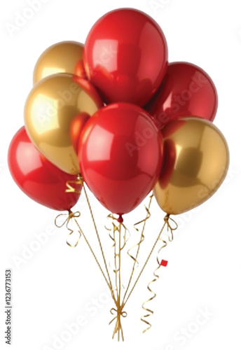 Realistic Helium Balloon PNG file- Blue, Red, Gold, Pink, Pastel & Heart-Shaped Foil
