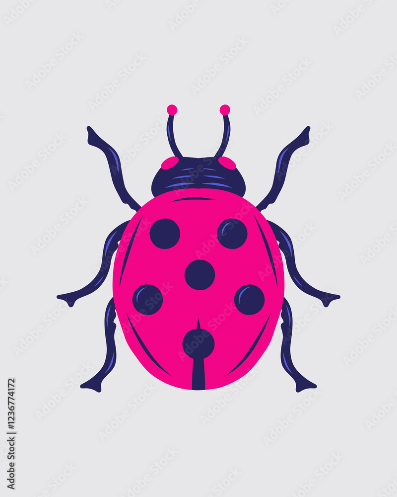 Obraz premium Lady bugs vintage style clip art illustration vector garden insect ecosystem sticker print art editable