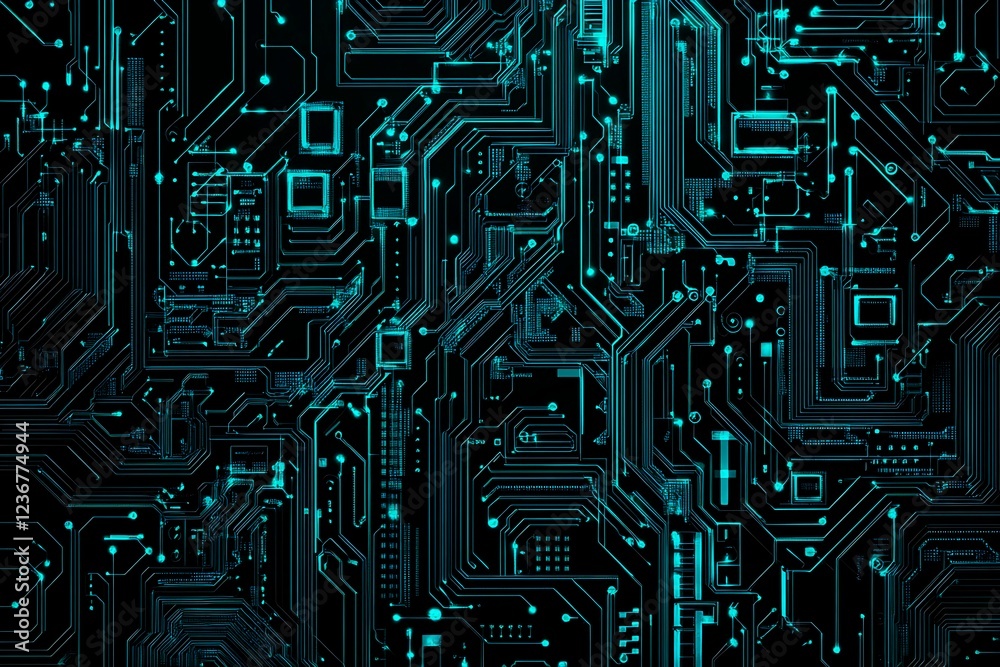 Abstract close-up of a glowing blue digital circuit board, showcasing intricate connections and technological design on a black background.
Abstract close-up of a glowing blue digital circuit board, showcasing intricate connections and technological design on a black background.