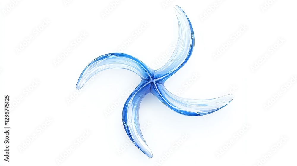 Obraz premium A creative, abstract design featuring a blue, swirling shape. This graphic can be used for various design projects or as a decorative element in digital media.