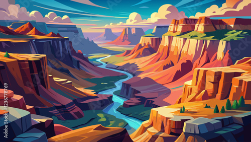 Grand Canyon displays its stunning cliffs, vibrant colors, and awe-inspiring scale, showcasing its breathtaking beauty and grandeur