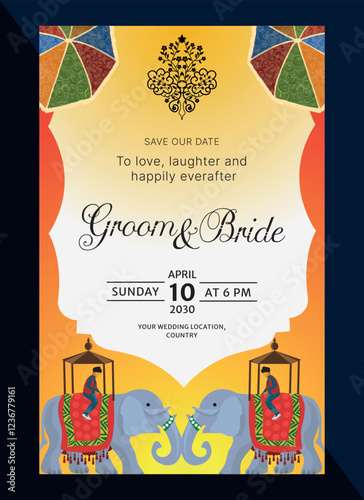 indian traditional wedding card sample for different ceremony including haldi and mehndi