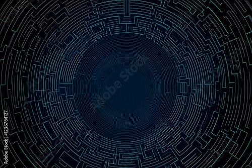 Abstract close-up of a glowing blue digital circuit board, showcasing intricate connections and technological design on a black background.
