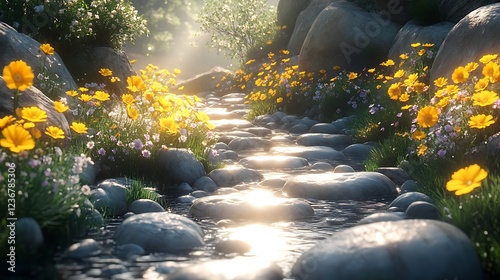 Summer stream blossom flowers