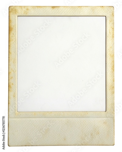 Empty vintage Polaroid frame with distressed edges and aged texture for a retro aesthetic
