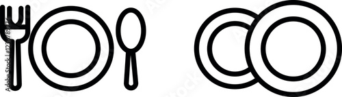Elegant and Versatile Plate Icon Set for Dining, Tableware, and Culinary Designs