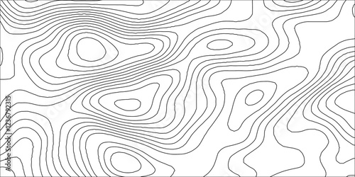 Abstract white contour wave lines topographic background, lines map seamless pattern, modern wallpaper texture and realistic design used for banner and posters, mountain relief geographic pattern.	
