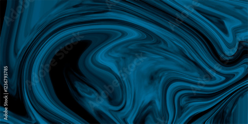 Blue swirly wallpaper, wavy pattern texture, aquarelle colors mixing effect abstract backdrop. Elegant wavy background. Beautiful fluid abstract paint background. Deep ocean Blue satin Ink Marble